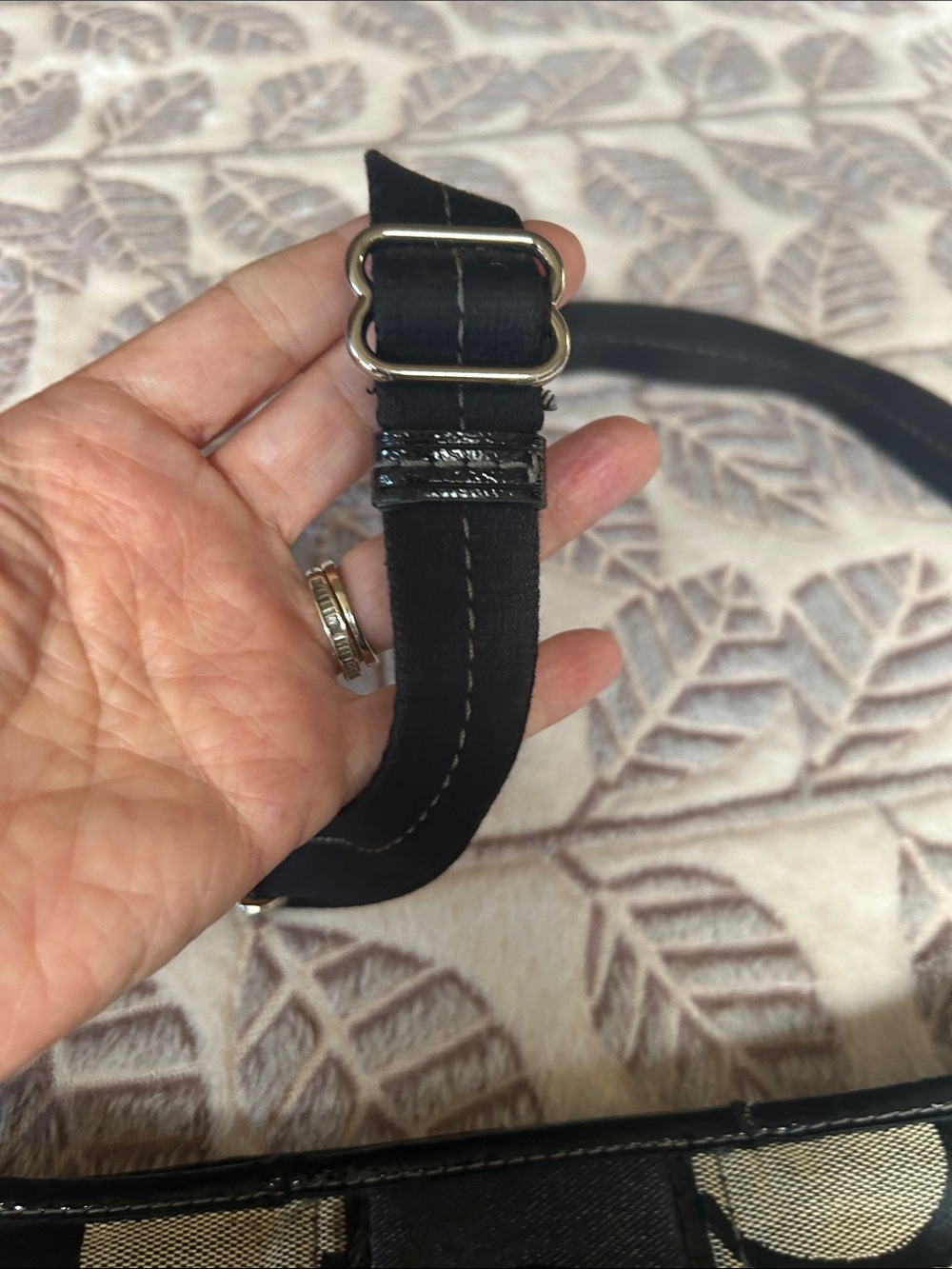 Used Coach Black and grey Signature Crossbody Shoulder Bag with free coin purse - Picture 3 of 8